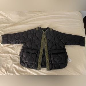 NWT The Frankie Shop Teddy Quilted Jacket, XS/S, Black / Olive